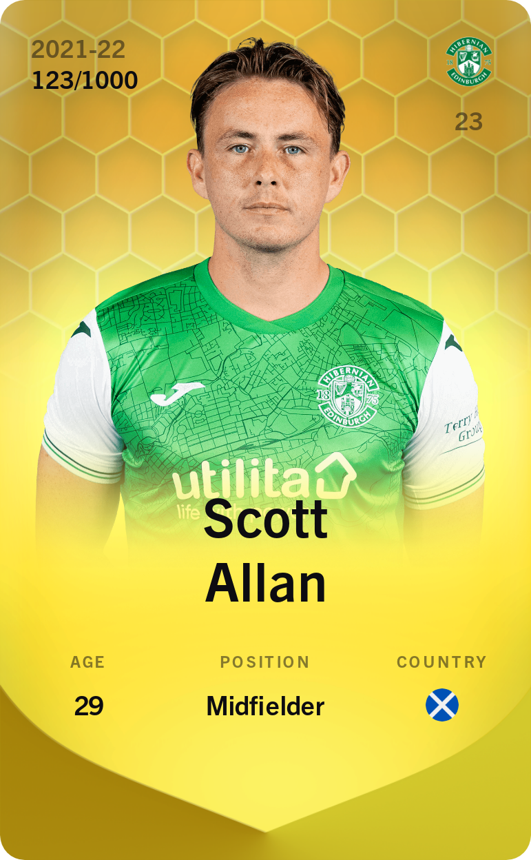Sorare - Sorare Official - Scott Allan 2021-22 • Limited 123/1000 - NFT # 27875099773891425139079387985309806412579165781116961380155289145222324199536