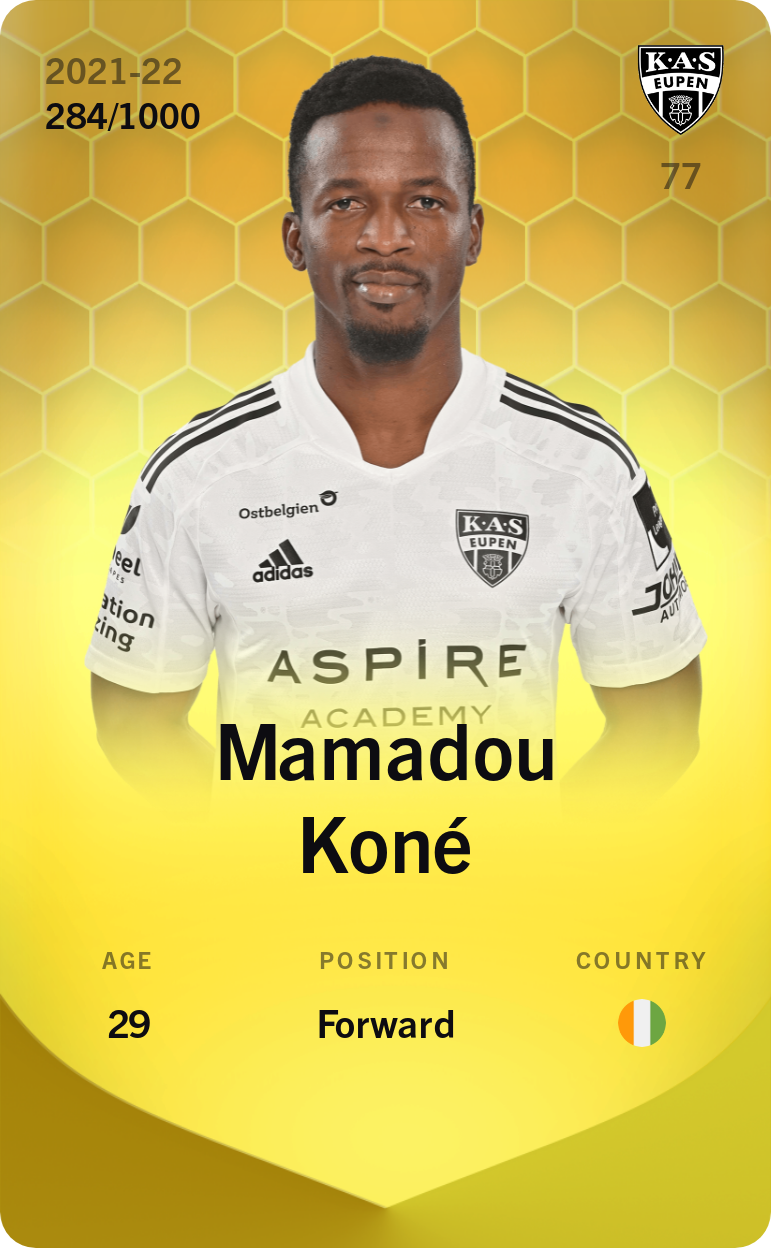 Sorare - Sorare Official - Mamadou Koné 2021-22 • Limited 284/1000 - NFT # 45603885050298374486494464677506491339184512689119636058459288120844642101548