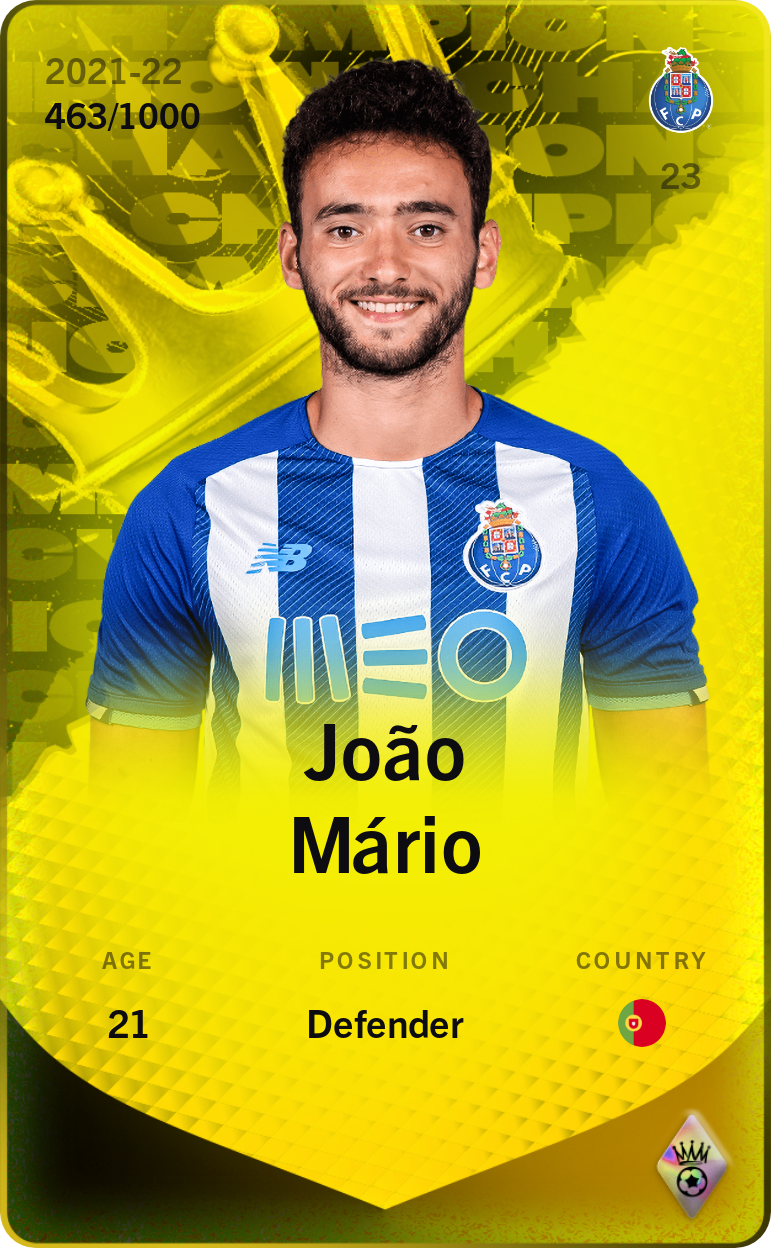 Sorare - Sorare Official - João Mário 2021-22 • Limited 463/1000 - NFT # 28504638584541327176577837244511077791249662744192873060602736226541659554714