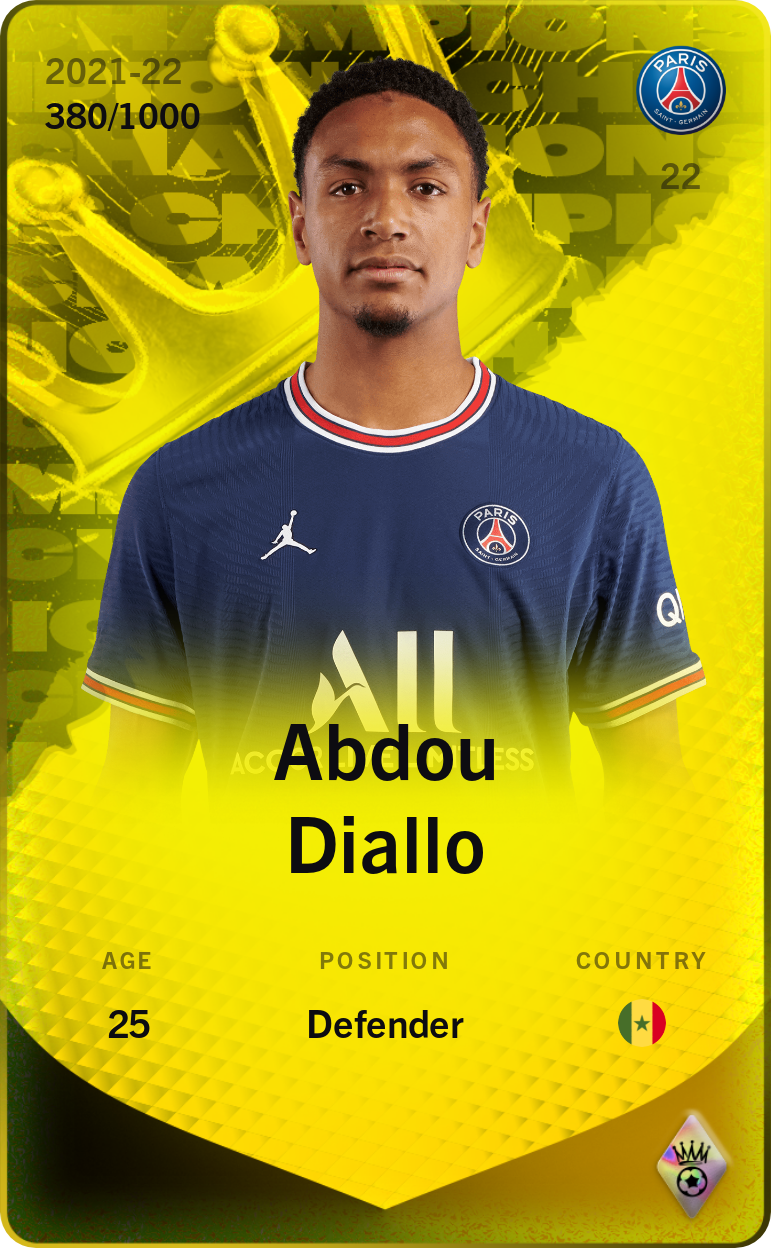 Sorare - Sorare Official - Abdou Diallo 2021-22 • Limited 380/1000 - NFT # 102428702656191634554835436876028456261280125944895057335984613740597996488483