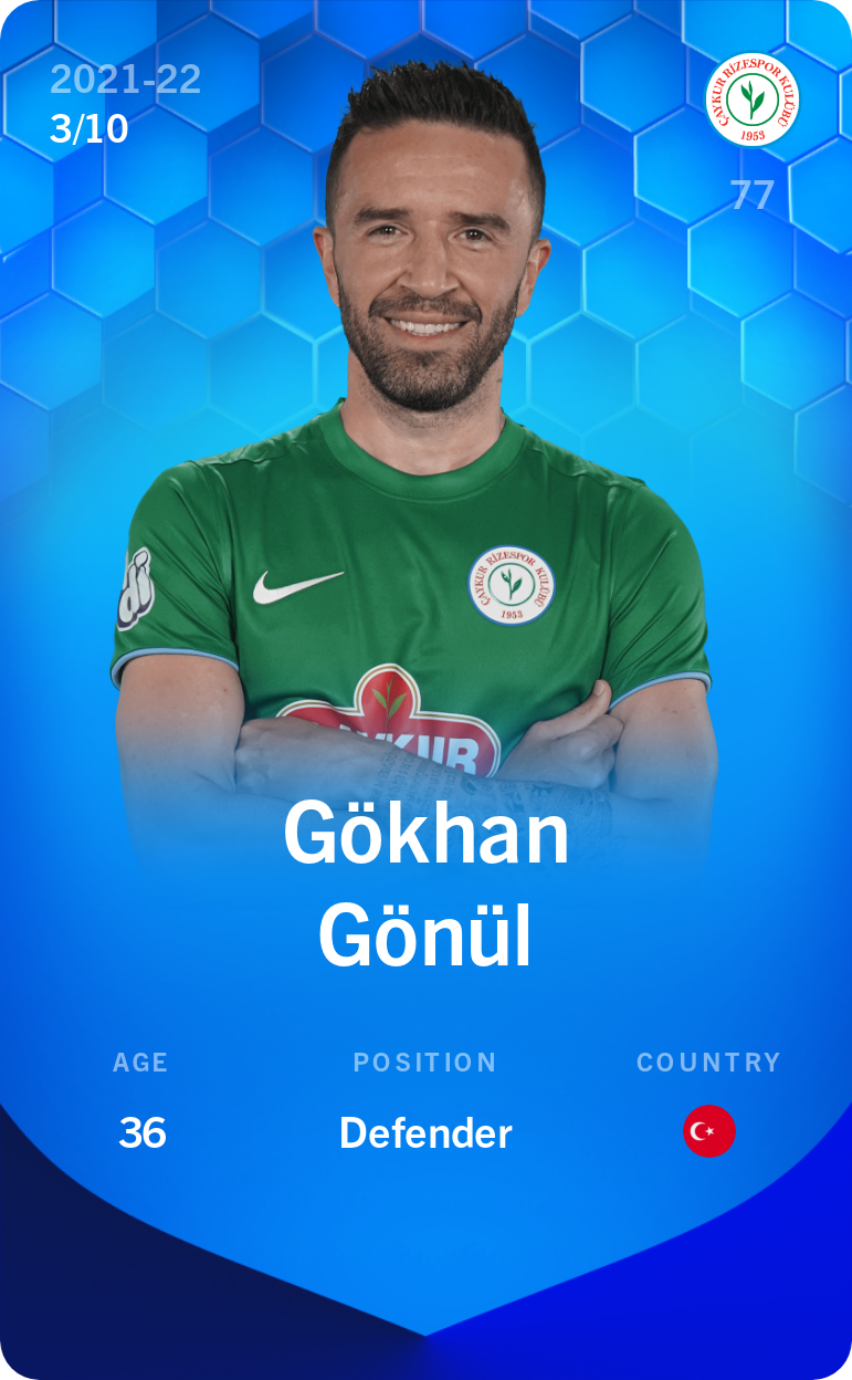 Sorare - Sorare Official - Gökhan Gönül 2021-22 • Super Rare 3/10 - NFT # 30856527274730890771632932697570099169676547915177645796603133589561875485786