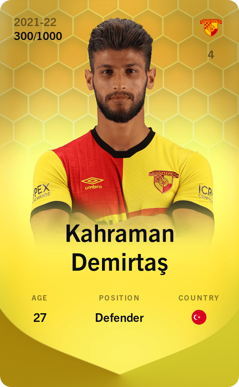 Sorare - Sorare Official - Kahraman Demirtaş 2021-22 • Limited 300/1000 - NFT # 45514703050265535967253135366387661604826967133462544312859208719495705596815