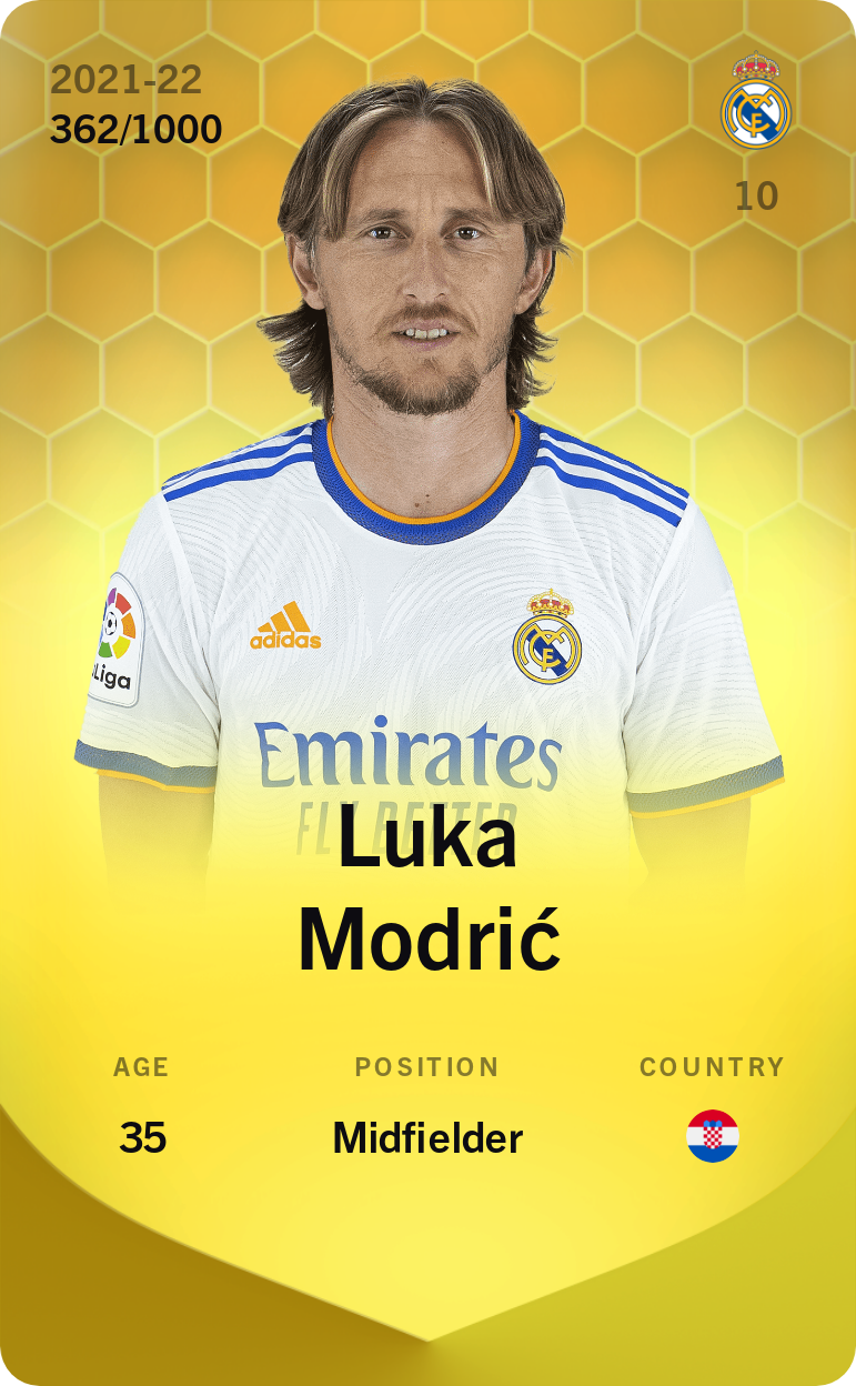 Sorare - Sorare Official - Luka Modrić 2021-22 • Limited 362/1000 - NFT # 20462706008862224640927621762774569270470076169105865322916655995667977635941
