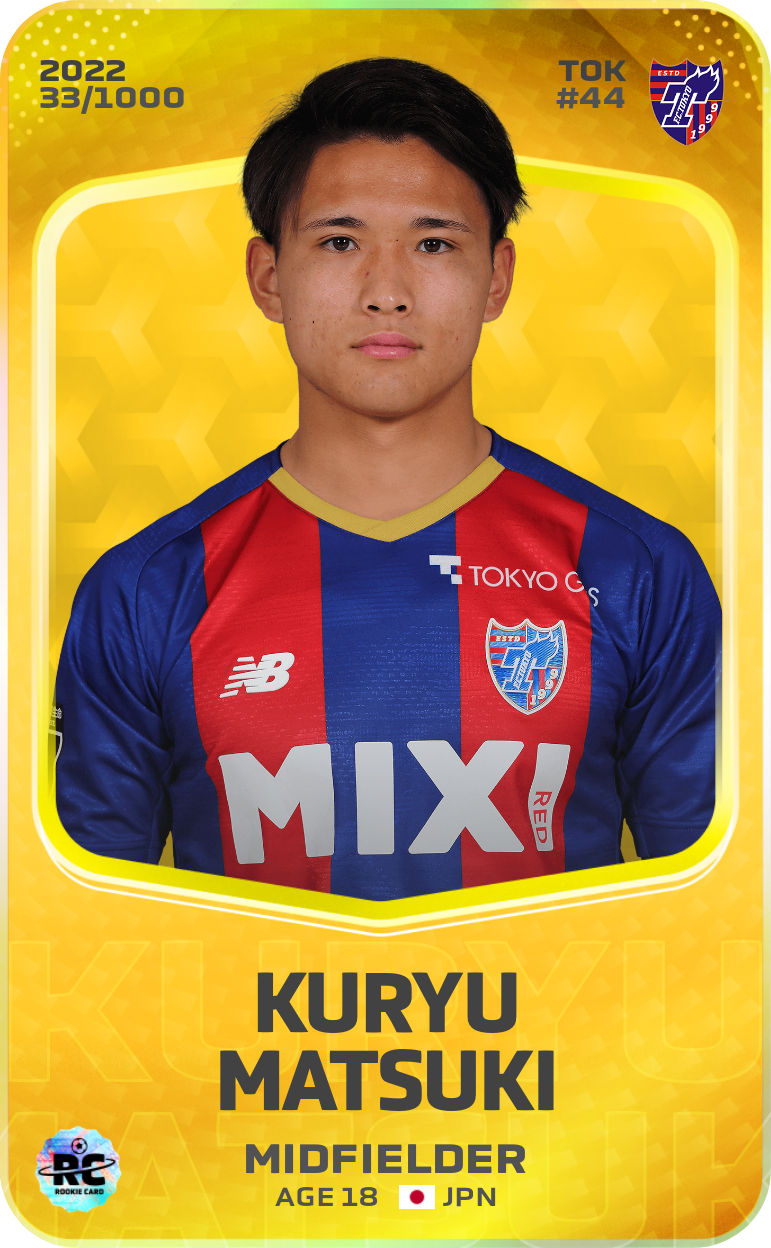 Sorare - Sorare Official - Kuryu Matsuki 2022-23 • Limited 33/1000 - NFT # 79323303049802015038184109645784507047459862104825341560967246924056682888535