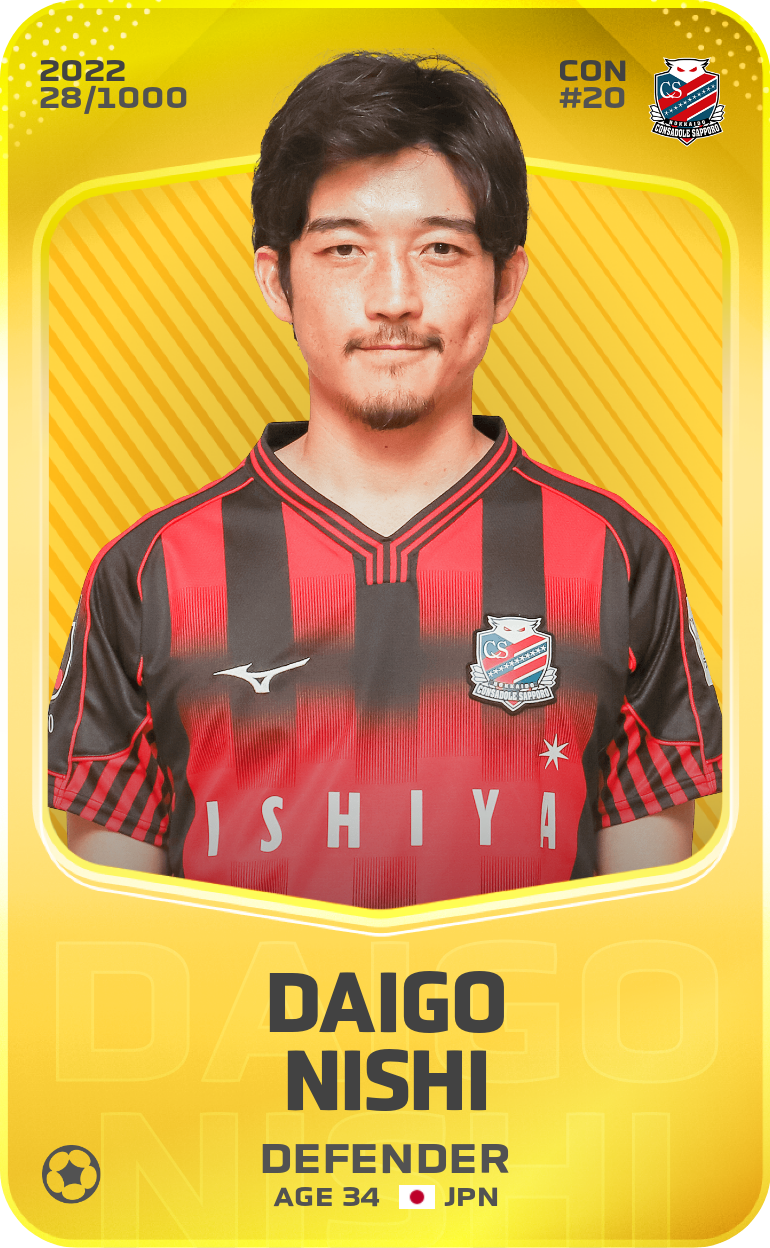 Sorare - Sorare Official - Daigo Nishi 2022-23 • Limited 28/1000 - NFT # 86842384204834696356275919638393872633388128481510791654816189792048775511577