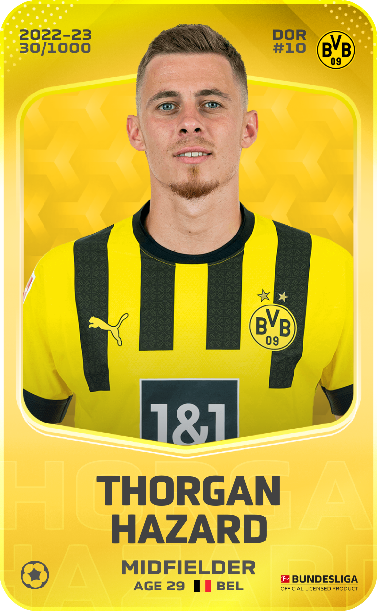 Sorare - Sorare Official - Thorgan Hazard 2022-23 • Limited 30/1000 - NFT # 32814414237505536212744555098166639877095076502346451687165458133147335496540