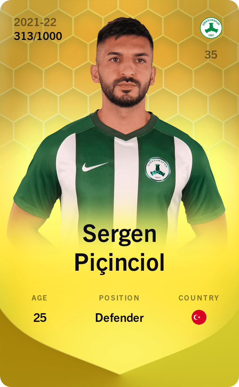 Sorare - Sorare Official - Sergen Piçinciol 2021-22 • Limited 313/1000 - NFT # 102177713673470790032666858400404944388459467910839781625440472168285762373986