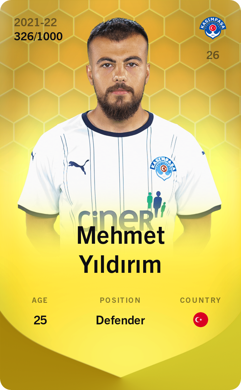 Sorare - Sorare Official - Mehmet Yıldırım 2021-22 • Limited 326/1000 - NFT # 80087716444853347923189069903114608397561744872109297227800112203937476806029