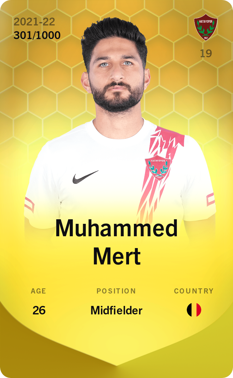 Sorare - Sorare Official - Muhammed Mert 2021-22 • Limited 301/1000 - NFT # 81125163170506119747232237335970834314097032619681821732991340069497131434540