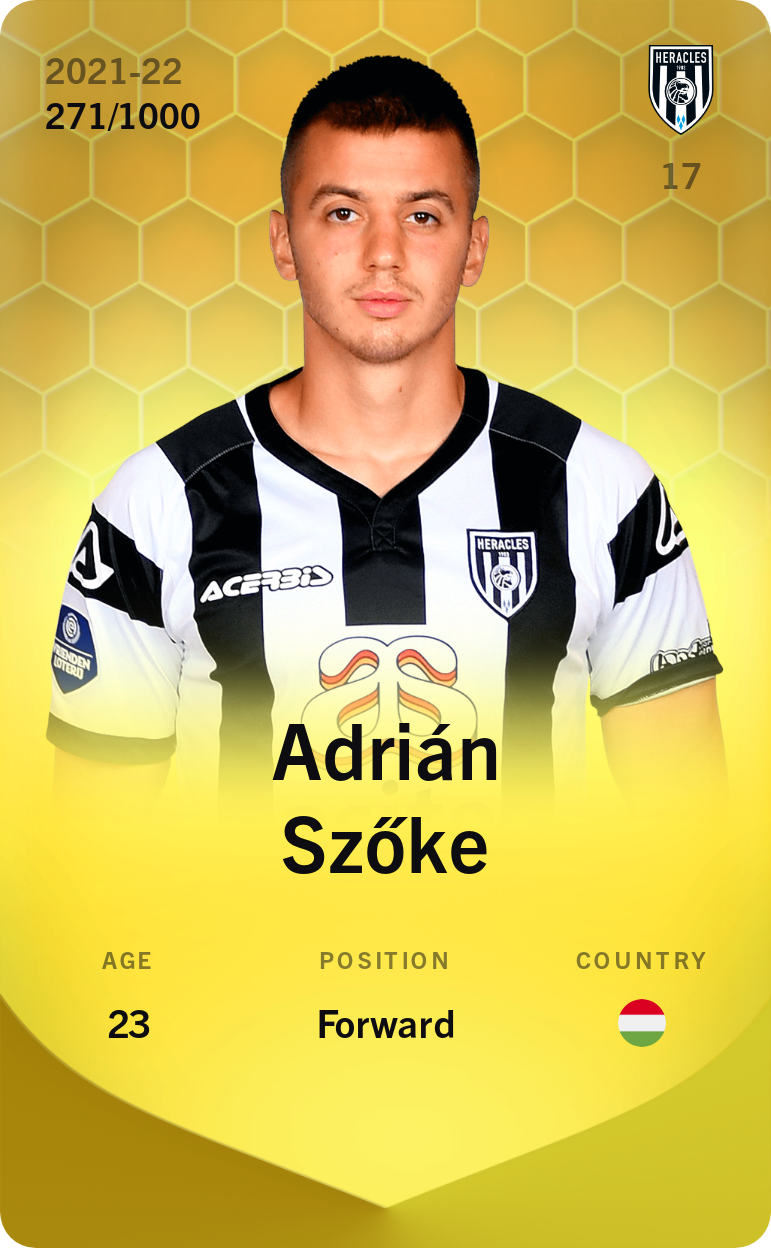 Sorare - Sorare Official - Adrián Szőke 2021-22 • Limited 271/1000 - NFT # 109719892065850869834050808515028116229721131501431026548122018797061880277371