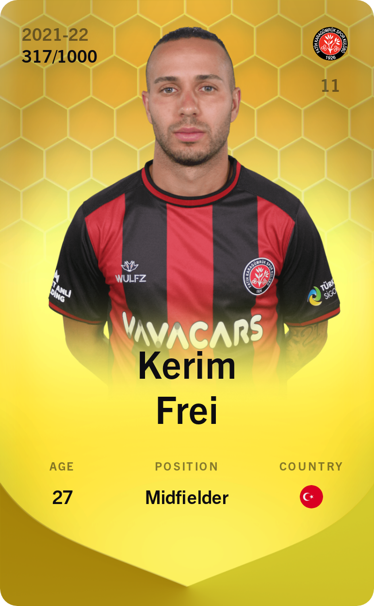 Sorare - Sorare Official - Kerim Frei 2021-22 • Limited 317/1000 - NFT # 112570607588665840447136722271744940025749145213061648495238161454608238549512