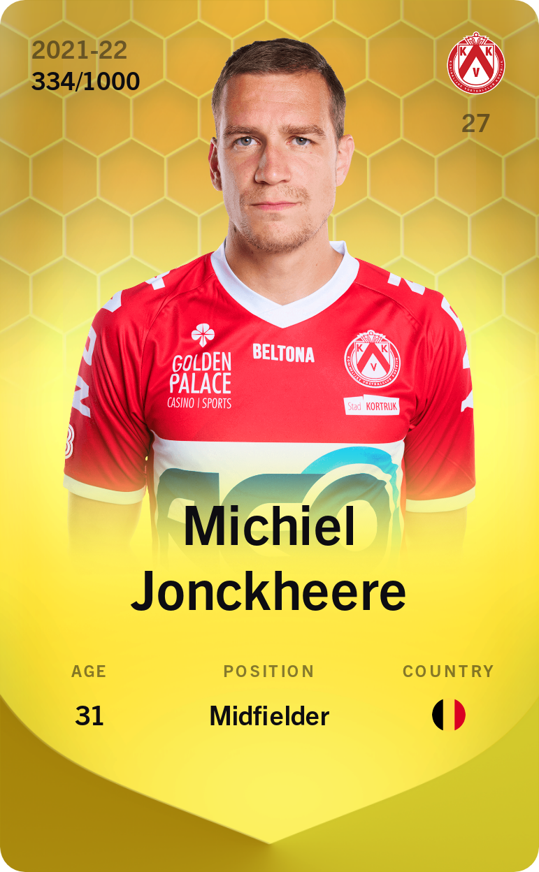 Sorare - Sorare Official - Michiel Jonckheere 2021-22 • Limited 334/1000 - NFT # 6979736840387277334454379444031664608471461540709873106640884536134693960836