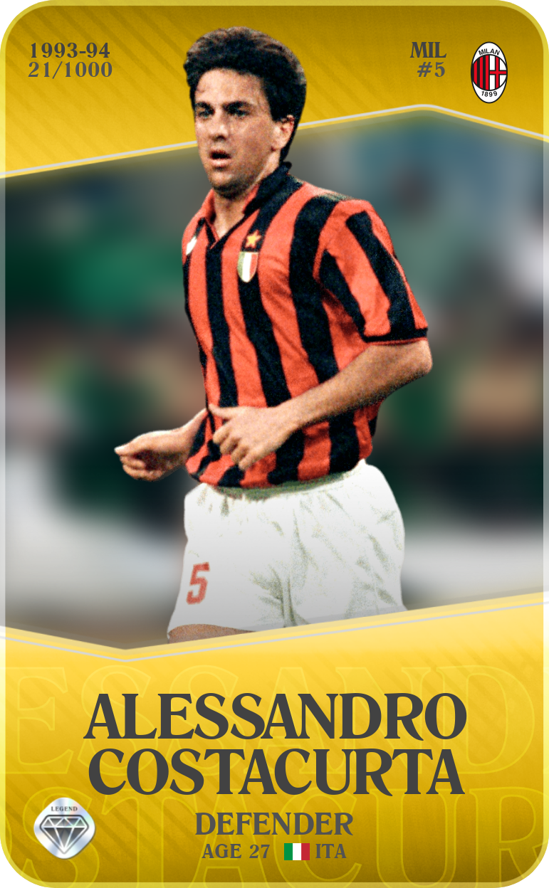 Sorare - Sorare Official - Alessandro Costacurta 1993-94 • Limited 21/1000 - NFT # 83127828713905142336079013033289297362949807994990596786260188363412038133033