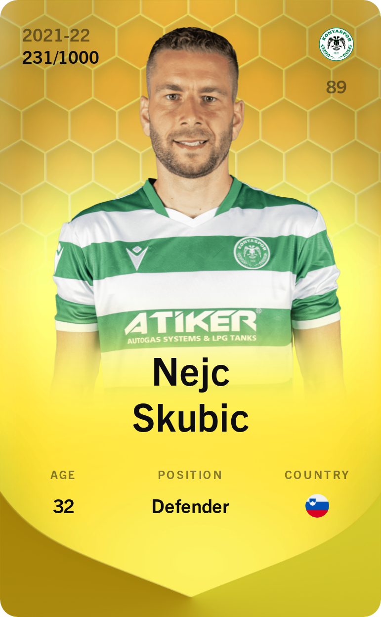 Sorare - Sorare Official - Nejc Skubic 2021-22 • Limited 231/1000 - NFT # 70025852897126289436076399075371013005893320023754430413871351070788814802709