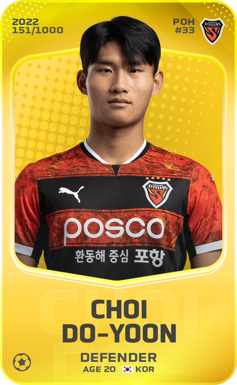 Sorare - Sorare Official - Choi Do-Yoon 2022-23 • Limited 151/1000 - NFT # 96785642392230908896073217065853036058949483518094638733191044219143299390929