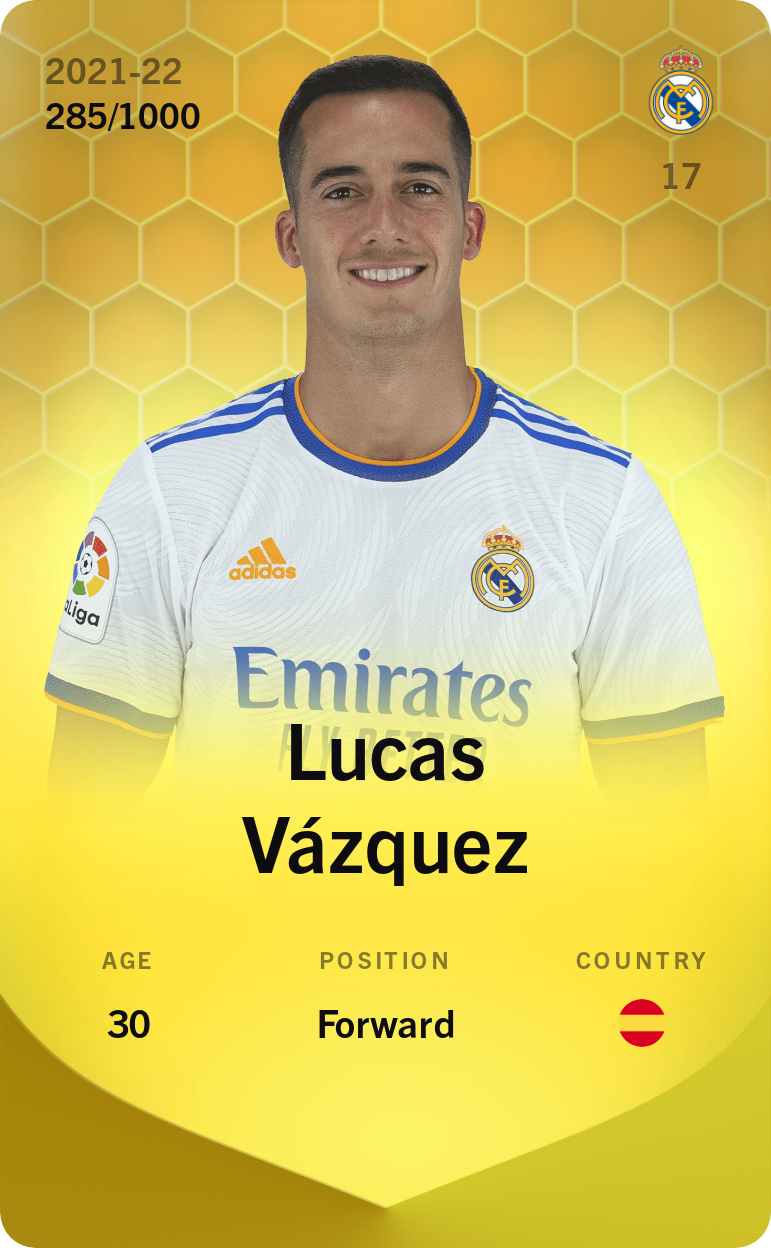 Sorare - Sorare Official - Lucas Vázquez 2021-22 • Limited 285/1000 - NFT # 61901102165768386726050988707394227807820285399557265517736211796760921060417