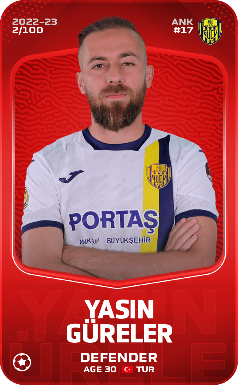Sorare - Sorare Official - Yasin Güreler 2022-23 • Rare 2/100 - NFT # 89735868517624807589365024831701653542936799935249312772227574657771192553865