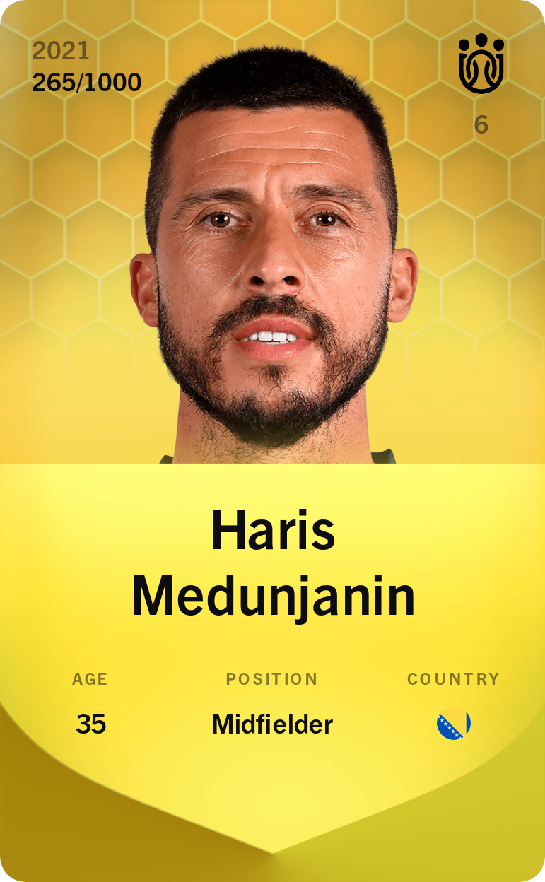 Sorare - Sorare Official - Haris Medunjanin 2021-22 • Limited 265/1000 - NFT # 79469714311544435527504184289961859955487594750246697550713520265838258904208