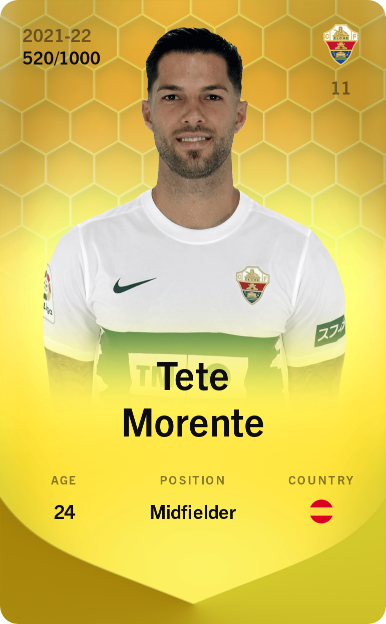 Sorare - Sorare Official - Tete Morente 2021-22 • Limited 520/1000 - NFT # 7351044016024729012366154083920778084545711132978529395069565778055832102138