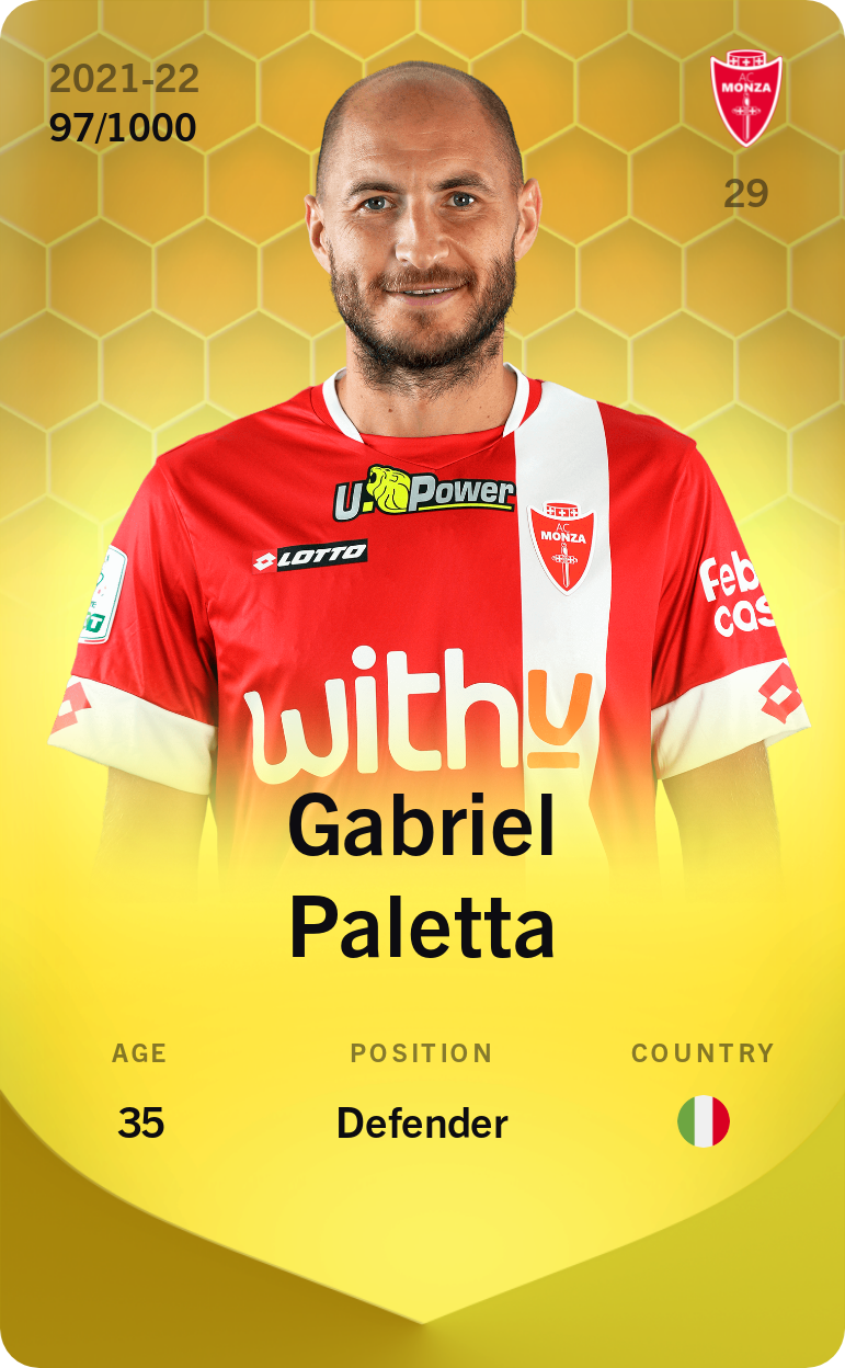 Sorare - Sorare Official - Gabriel Paletta 2021-22 • Limited 97/1000 - NFT # 3896804720113588174000481915908647663050627750483020264131956827364932869702