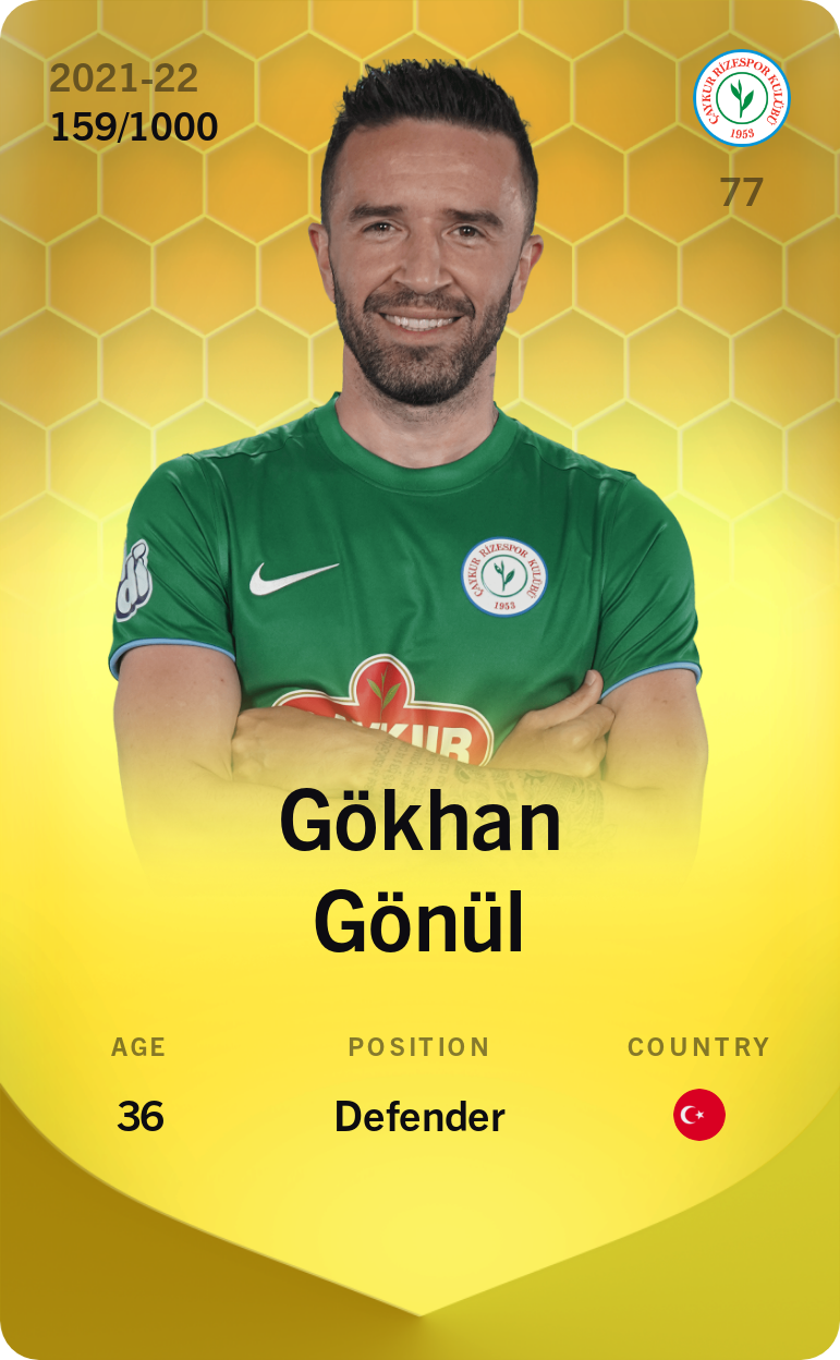 Sorare - Sorare Official - Gökhan Gönül 2021-22 • Limited 159/1000 - NFT # 106194380397095904631225708494648811312749578151172182993020281190653891336589