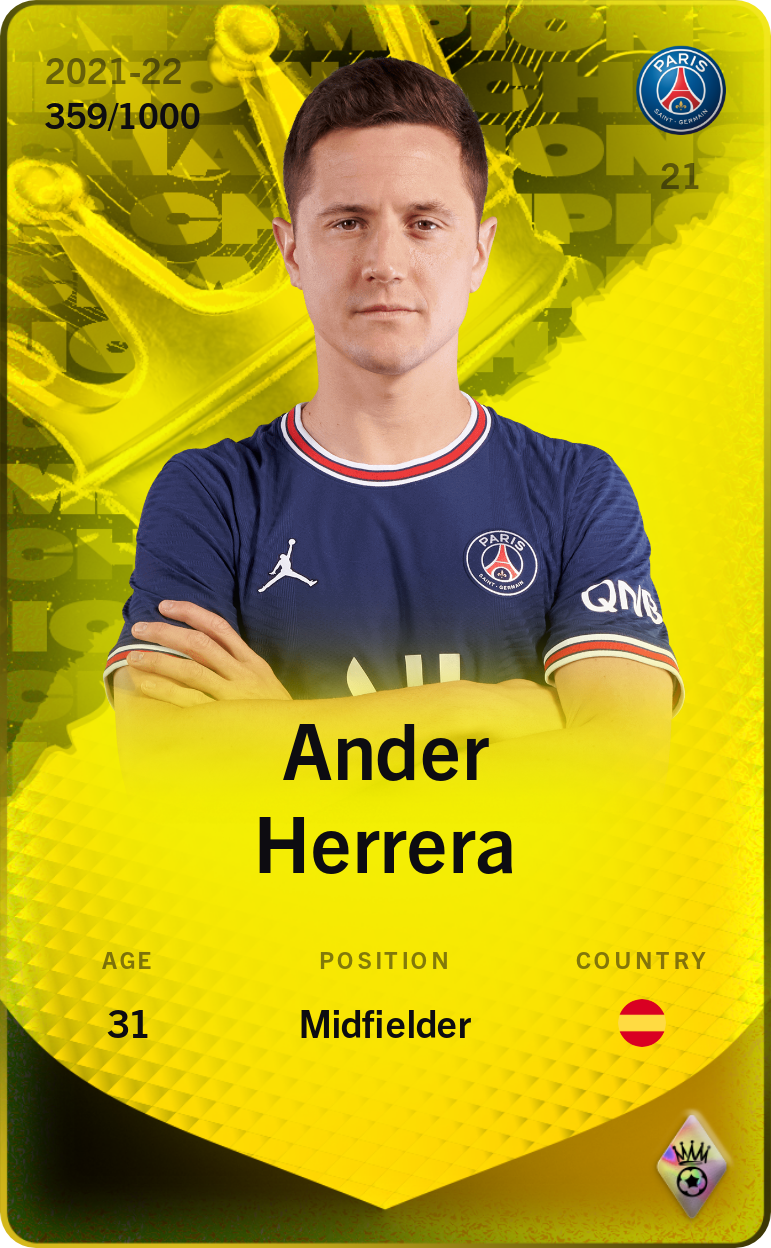 Sorare - Sorare Official - Ander Herrera 2021-22 • Limited 359/1000 - NFT # 27069068952080349617493350966188435728408205924187332730676131933890206349801