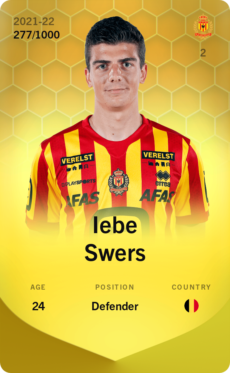 Sorare - Sorare Official - Iebe Swers 2021-22 • Limited 277/1000 - NFT # 34524537989346190543540684153017933352575659425490414271717169463140130150689