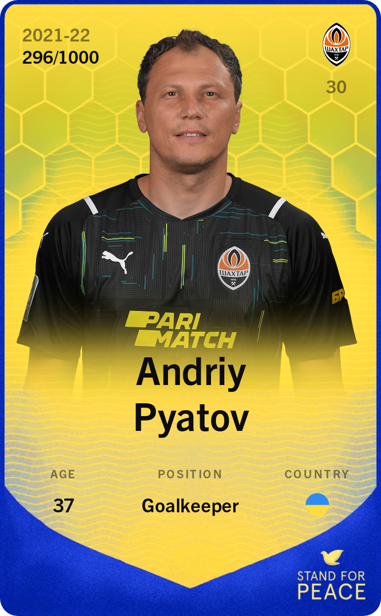 Sorare - Sorare Official - Andriy Pyatov 2021-22 • Limited 296/1000 - NFT # 7023355503006395946749766697765642317058898178222472723667689475269215922713