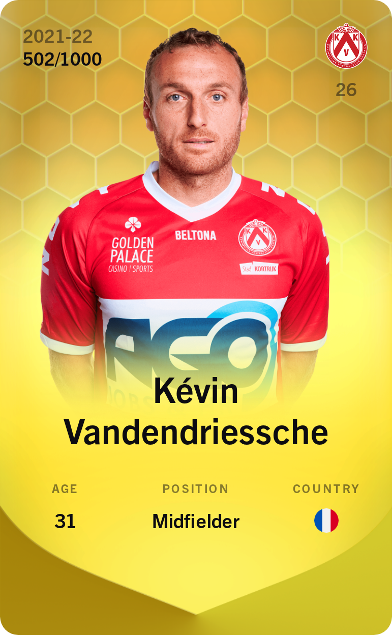 Sorare - Sorare Official - Kévin Vandendriessche 2021-22 • Limited 502/1000 - NFT # 90255269495306027610089559814706349616681203559868275723701113788265240619094