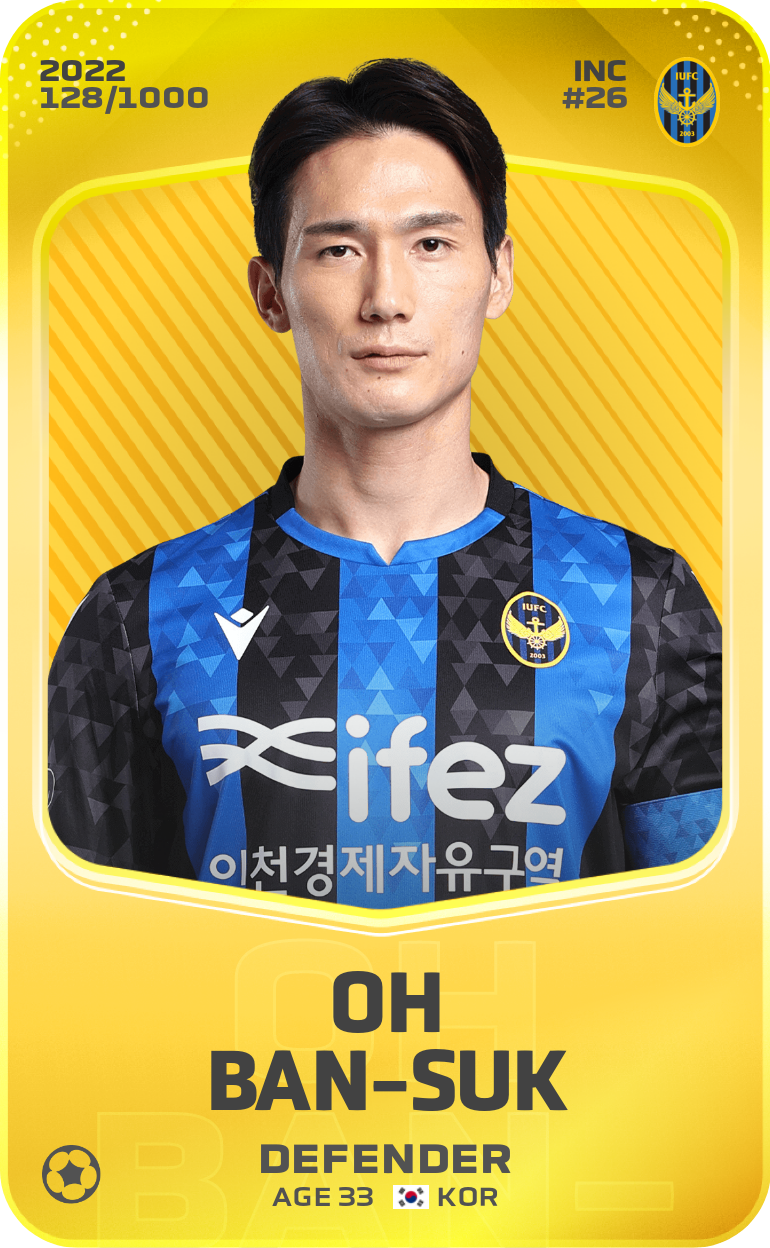Sorare - Sorare Official - Oh Ban-Suk 2022-23 • Limited 128/1000 - NFT # 66263092852806551876113589846806134303124476442267683779827717288973860551413