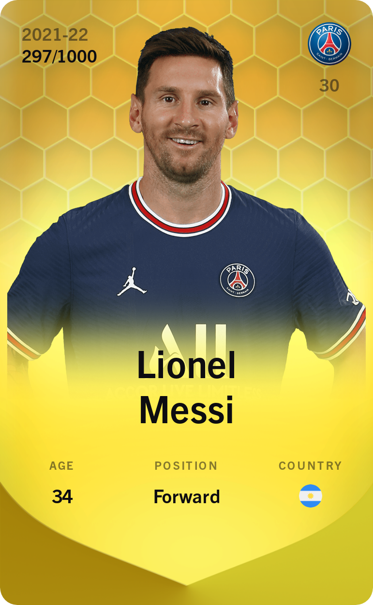 Sorare - Sorare Official - Lionel Messi 2021-22 • Limited 297/1000 - NFT # 98093334241213354060002029045917078317632497735817543733480109804590734933450