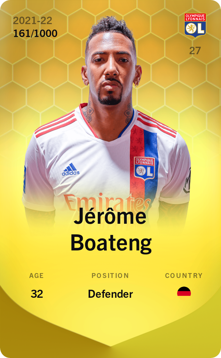 Sorare - Sorare Official - Jérôme Boateng 2021-22 • Limited 161/1000 - NFT # 82430650660398046732280675811596726407360983874697698634156049711540599980504