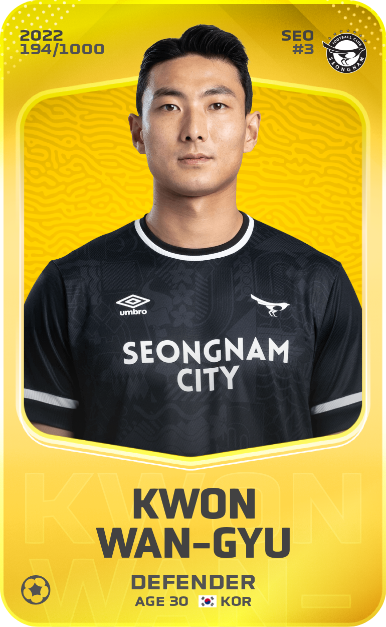Sorare - Sorare Official - Kwon Wan-Gyu 2022-23 • Limited 194/1000 - NFT # 4436351201180231212114694051574173832108415232831135416251889983986553879217