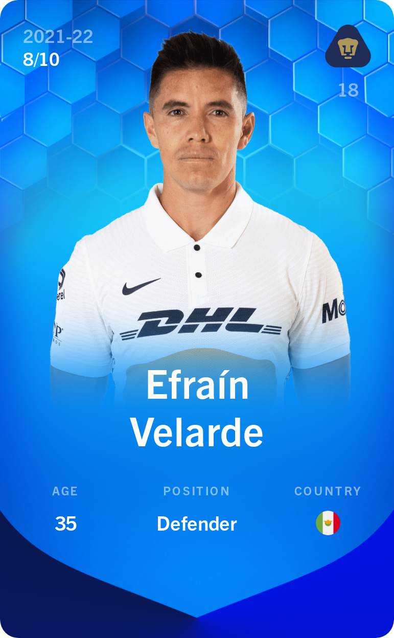 Sorare - Sorare Official - Efraín Velarde 2021-22 • Super Rare 8/10 - NFT # 4255812793200697184760780969487220566245141092344434599810609157482865484919