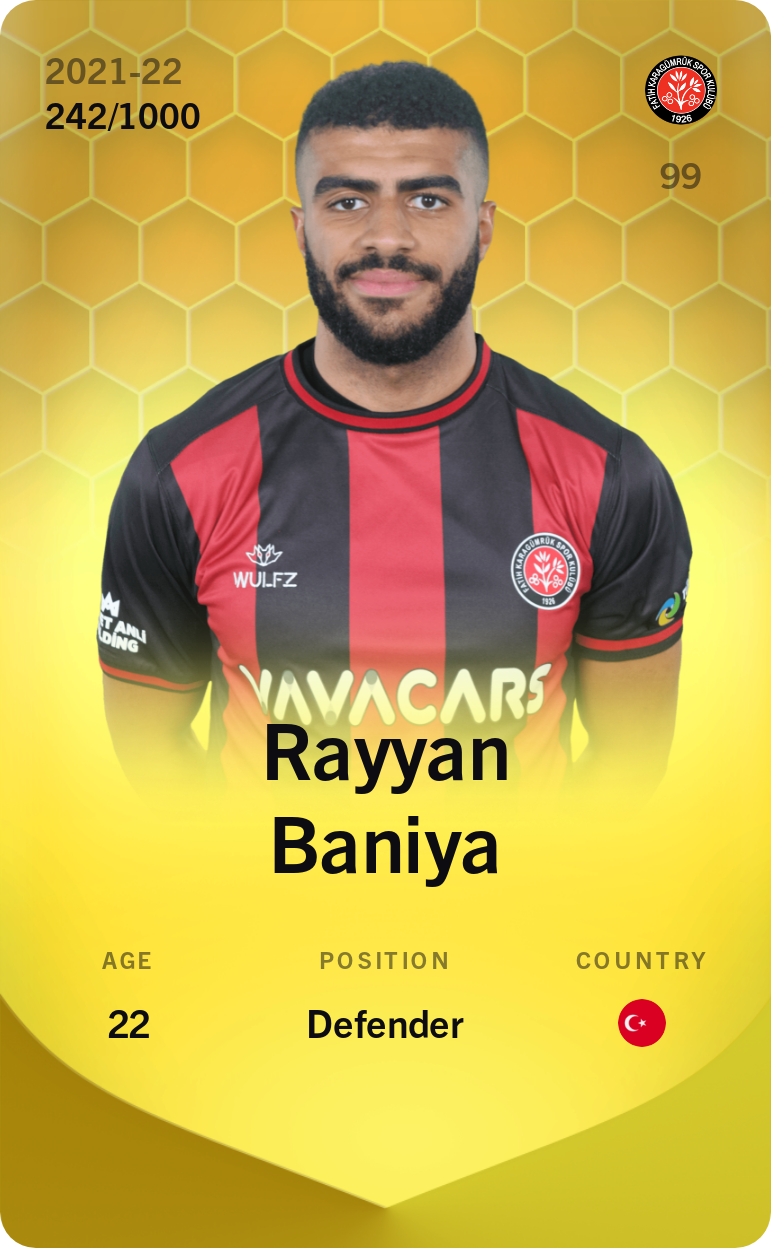 Sorare - Sorare Official - Rayyan Baniya 2021-22 • Limited 242/1000 - NFT # 41678680972085130530499321456276585298245325725324699135047950485494115607468