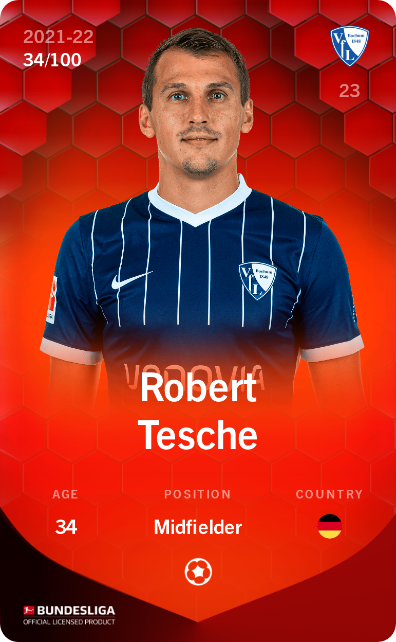 Sorare - Sorare Official - Robert Tesche 2021-22 • Rare 34/100 - NFT # 102302043965488330778463122852132607323219164156692090734082564382432851057127