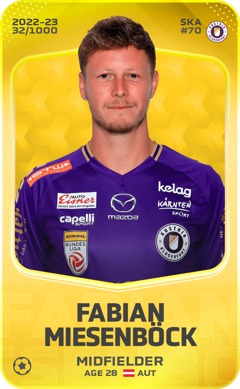 Sorare - Sorare Official - Fabian Miesenböck 2022-23 • Limited 32/1000 - NFT # 73653343541537479364370262035014087033865412745878146078091827708251586389919