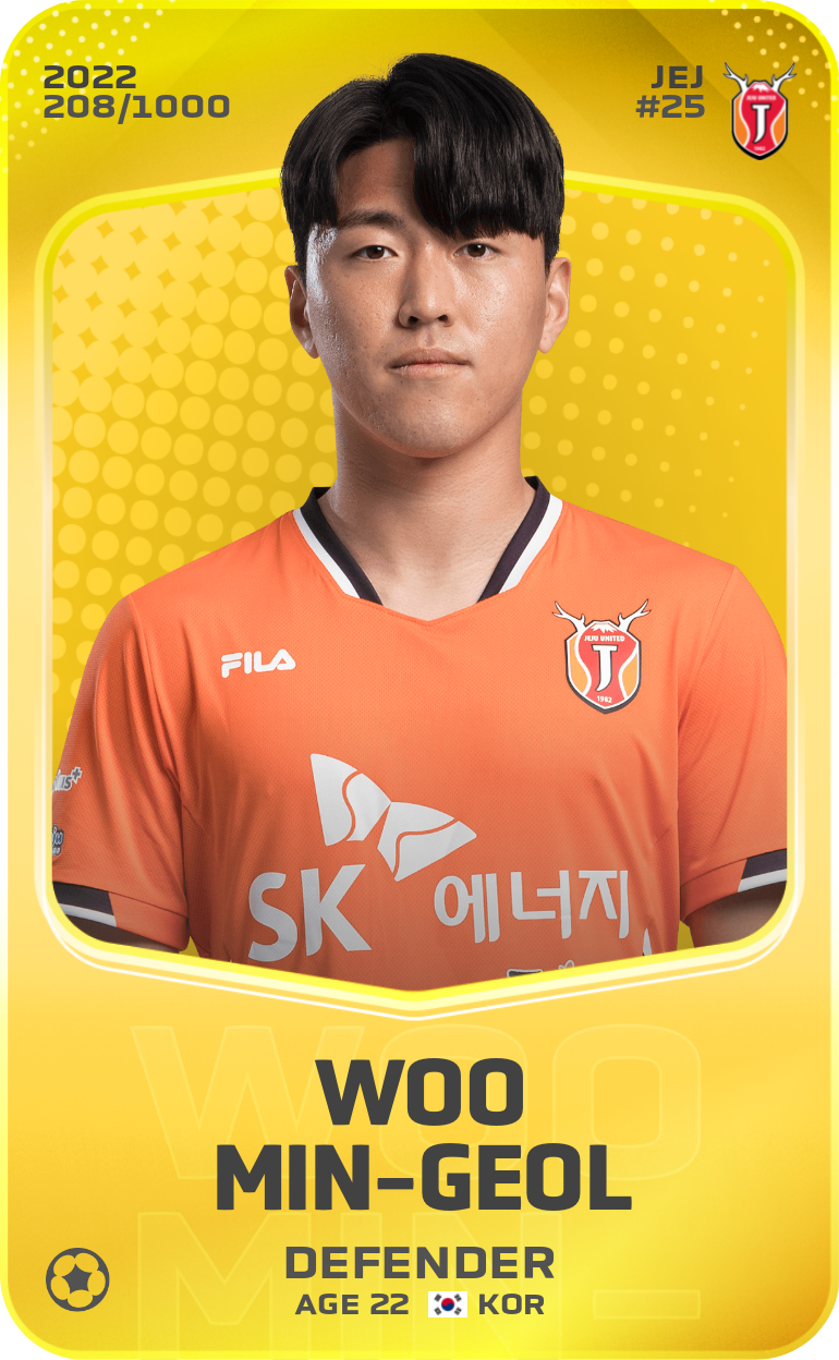 Sorare - Sorare Official - Woo Min-Geol 2022-23 • Limited 208/1000 - NFT # 8907100122321758219389181207708897246402607742384428600720628177063058260046