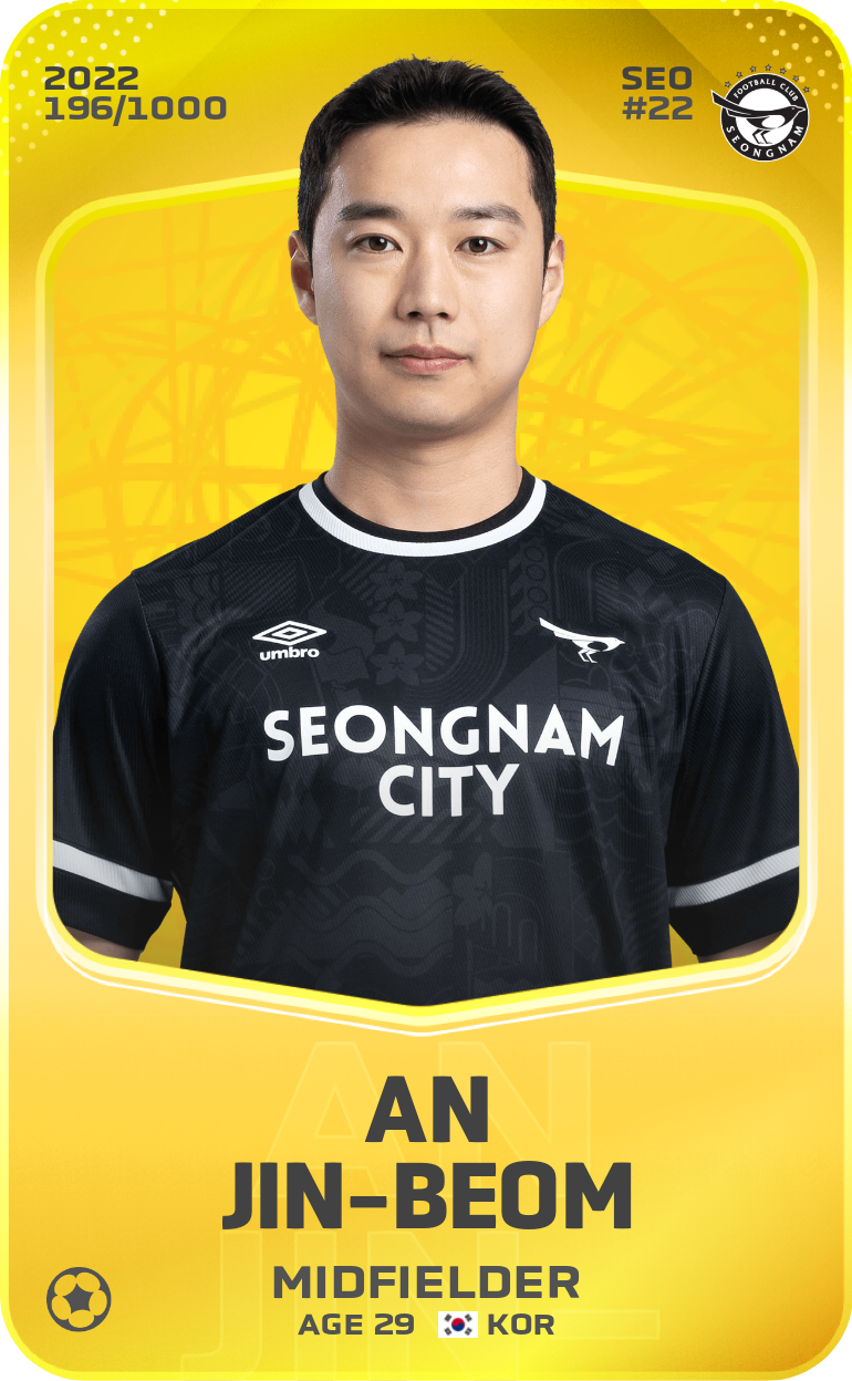 Sorare - Sorare Official - An Jin-Beom 2022-23 • Limited 196/1000 - NFT # 19532168259456869047583591750125951211947466577038937788440766248190683742891