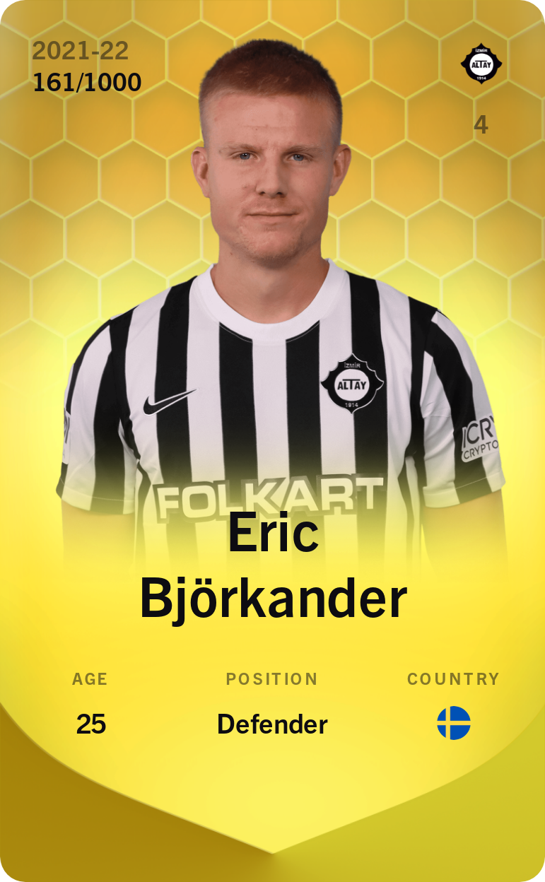 Sorare - Sorare Official - Eric Björkander 2021-22 • Limited 161/1000 - NFT # 26582300949643662060625302864862508092934185262980367716725309866267251651194