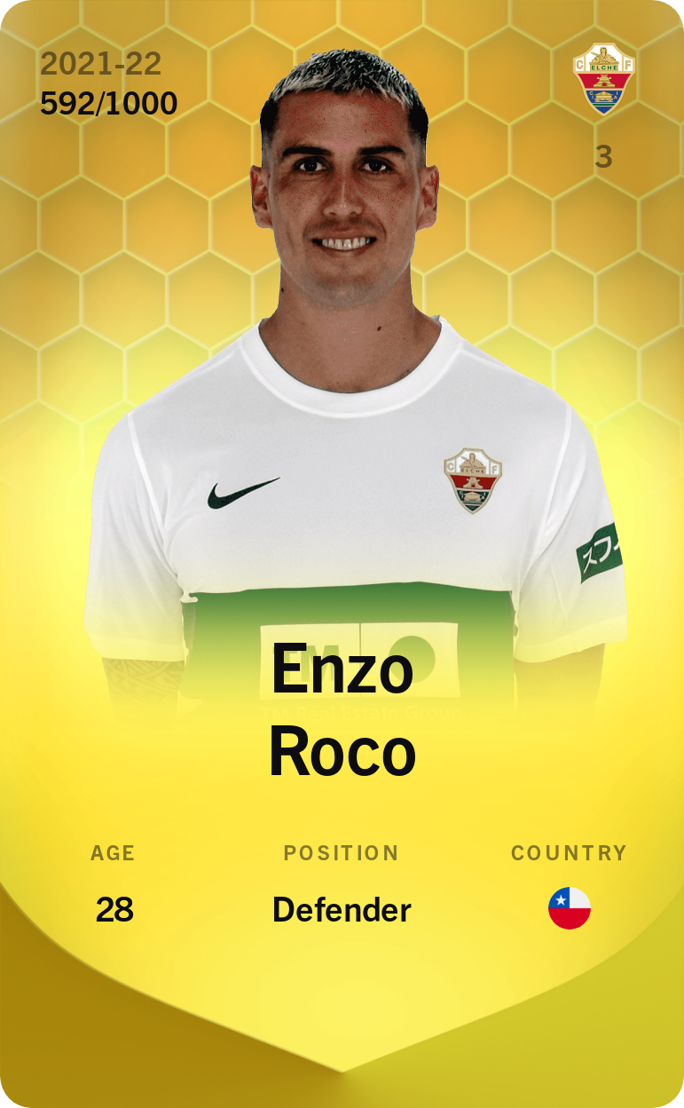 Sorare - Sorare Official - Enzo Roco 2021-22 • Limited 592/1000 - NFT # 102363681012033629627650143171405947179155266965400073042272047671482421911892