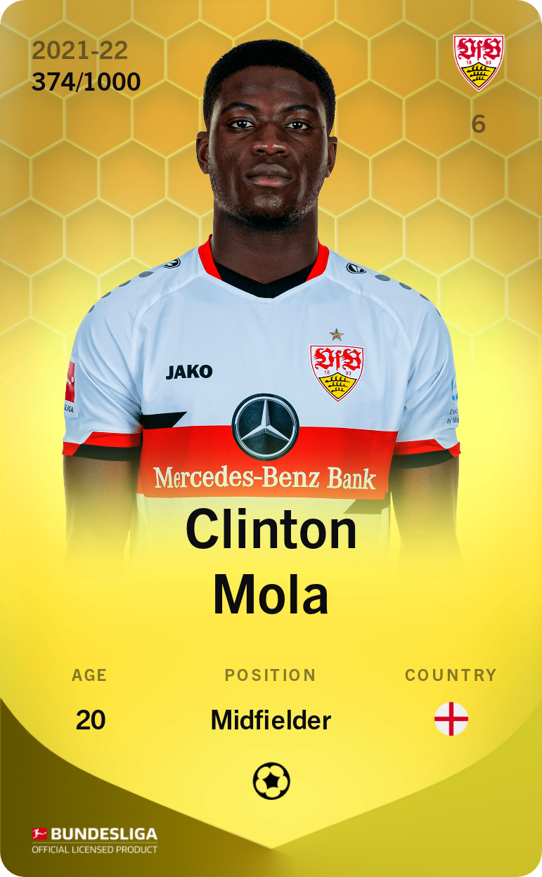 Sorare - Sorare Official - Clinton Mola 2021-22 • Limited 374/1000 - NFT # 72697086009396536233624837176002627063279289817734673865587254317007260023522