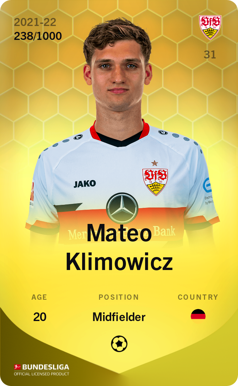 Sorare - Sorare Official - Mateo Klimowicz 2021-22 • Limited 238/1000 - NFT # 6929632360857665430621607342002650303829918383389626807733394342686554092286