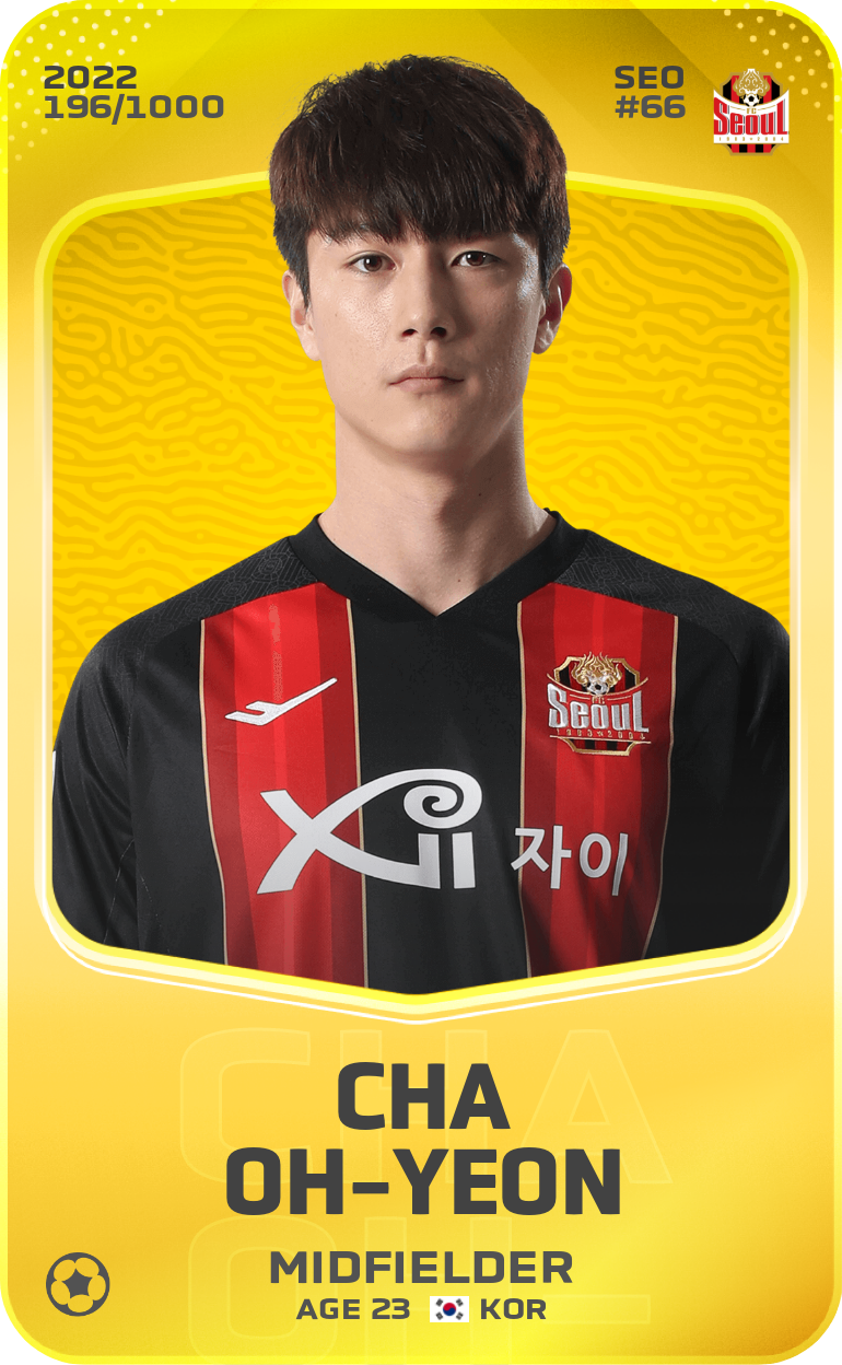 Sorare - Sorare Official - Cha Oh-Yeon 2022-23 • Limited 196/1000 - NFT # 70114670179407469985820708025278224764167027754098866803432252400874267398427