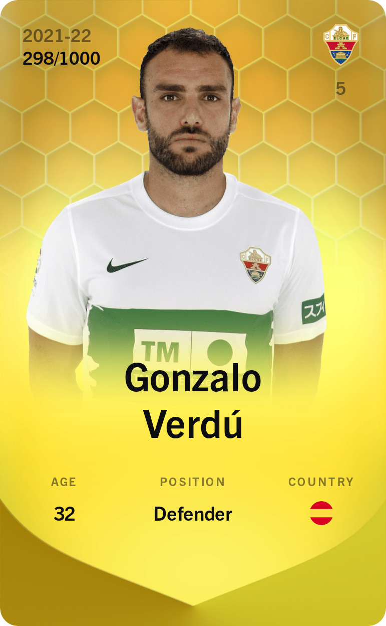 Sorare - Sorare Official - Gonzalo Verdú 2021-22 • Limited 298/1000 - NFT # 70192994883490624611653203492280005216170447175055280858043651131020146671035