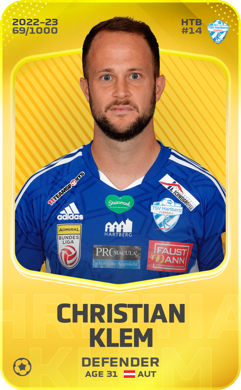 Sorare - Sorare Official - Christian Klem 2022-23 • Limited 69/1000 - NFT # 64862878736636438315735245871013469996850153883650368112211376553807378745921