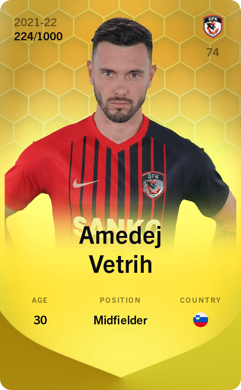 Sorare - Sorare Official - Amedej Vetrih 2021-22 • Limited 224/1000 - NFT # 8424215362953423275016044756301760071586198675460974726095426178785425204427