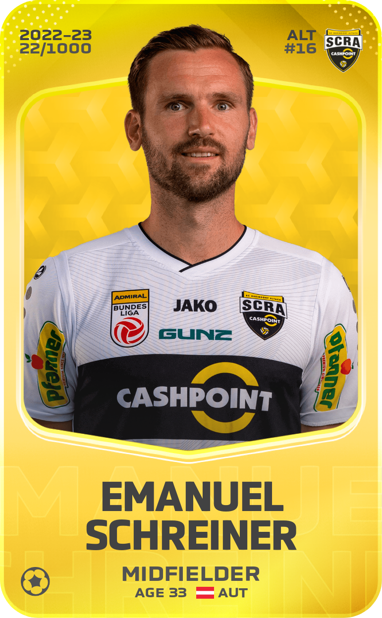 Sorare - Sorare Official - Emanuel Schreiner 2022-23 • Limited 22/1000 - NFT # 110971341189585966583811048482487154154111767278479396311930633900139068701387