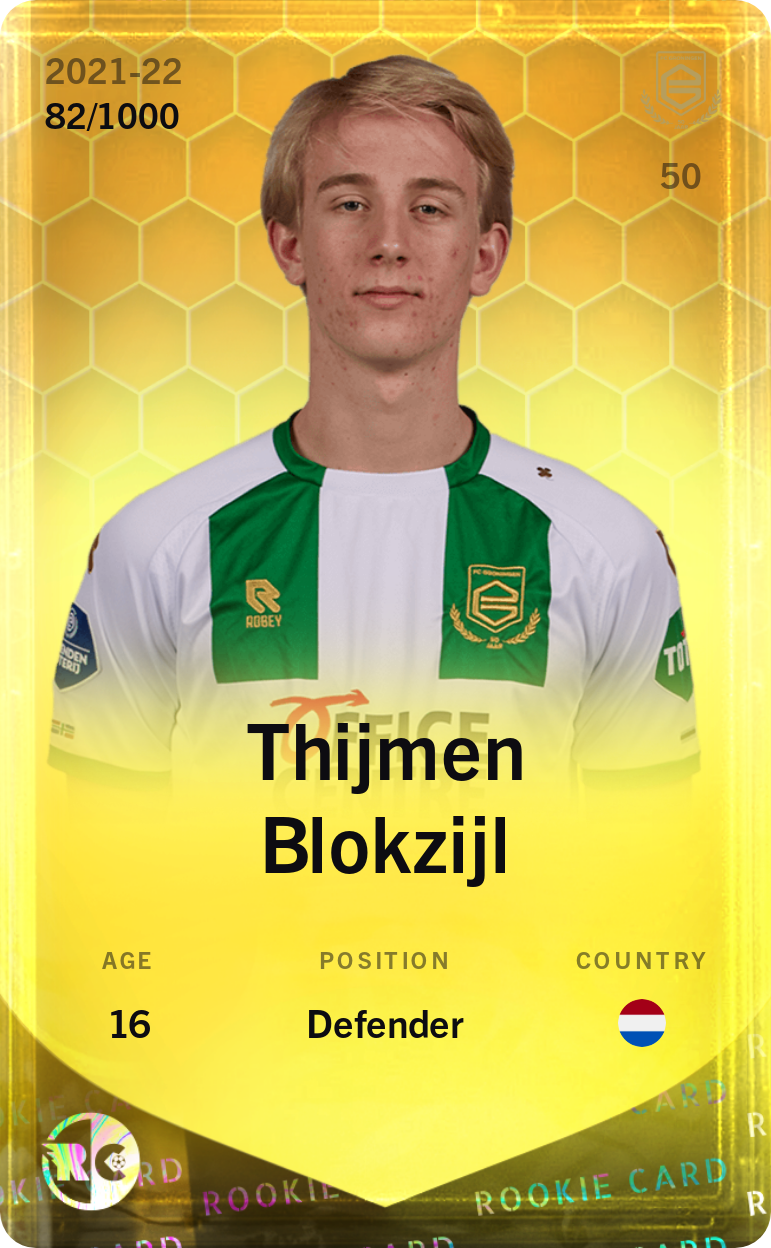 Sorare - Sorare Official - Thijmen Blokzijl 2021-22 • Limited 82/1000 - NFT # 93495561758888874472391778414203218019568458222774925160359962007011717073687