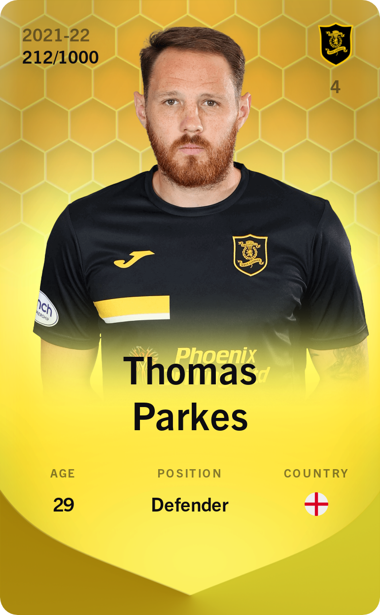 Sorare - Sorare Official - Thomas Parkes 2021-22 • Limited 212/1000 - NFT # 90312539903175877113137731119778821301393393041822004087355986214738991648683